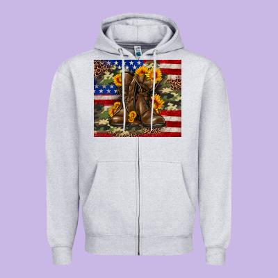 Army Usa Lag Leopard Camouflage Sunflower 20oz Zipper Hoodie Designed By Neo Western