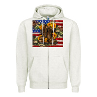 Oatmeal Heather Army USA lag leopard camouflage sunflower 20oz Zipper Hoodie - Neo Western