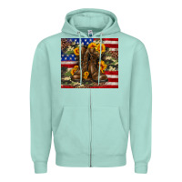 Seafoam Army USA lag leopard camouflage sunflower 20oz Zipper Hoodie - Neo Western