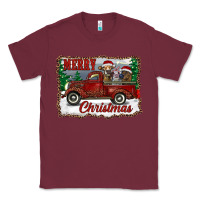 Burgundy christmas truck with cows Classic Tee - RanaPortraitStore
