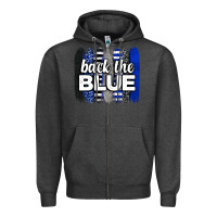Charcoal Heather Back the blue brushstrokes Zipper Hoodie - Neo Western