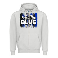 Dove Grey Back the blue brushstrokes Zipper Hoodie - Neo Western