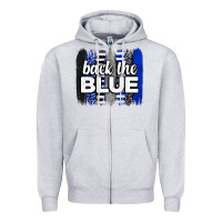 Heather Grey Back the blue brushstrokes Zipper Hoodie - Neo Western