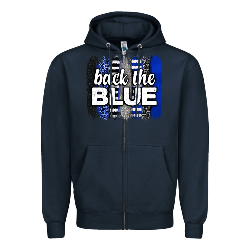 Back The Blue Brushstrokes Zipper Hoodie by Neo Western | Teevron