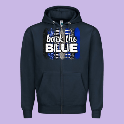Back The Blue Brushstrokes Zipper Hoodie Designed By Neo Western