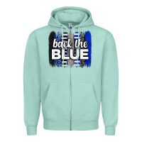 Seafoam Back the blue brushstrokes Zipper Hoodie - Neo Western