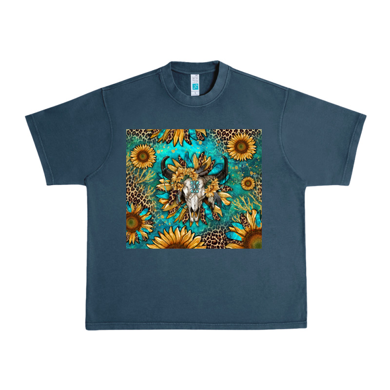 Bull Skull Sunflowers Urban Heavy Tee by RanaPortraitStore | Teevron