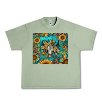 Oil Green bull skull sunflowers Urban Heavy Tee - RanaPortraitStore