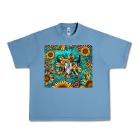 Pebble Blue bull skull sunflowers Urban Heavy Tee - RanaPortraitStore