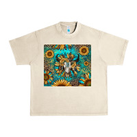 Sandshell bull skull sunflowers Urban Heavy Tee - RanaPortraitStore