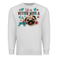 Dove Grey life is better with a pug Premium Sweatshirt - Jasminsmagicworld