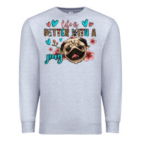 Heather Grey life is better with a pug Premium Sweatshirt - Jasminsmagicworld