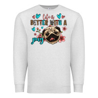 Oatmeal Heather life is better with a pug Premium Sweatshirt - Jasminsmagicworld