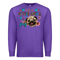 Purple life is better with a pug Premium Sweatshirt - Jasminsmagicworld