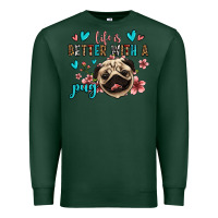 Sports Green life is better with a pug Premium Sweatshirt - Jasminsmagicworld