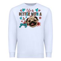 White life is better with a pug Premium Sweatshirt - Jasminsmagicworld