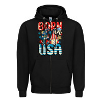Black Born in USA gnomes 4th of July Zipper Hoodie - CowGirlArtShop