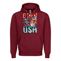 Burgundy Born in USA gnomes 4th of July Zipper Hoodie - CowGirlArtShop