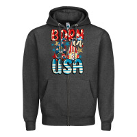 Charcoal Heather Born in USA gnomes 4th of July Zipper Hoodie - CowGirlArtShop