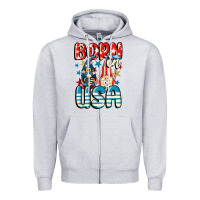 Heather Grey Born in USA gnomes 4th of July Zipper Hoodie - CowGirlArtShop