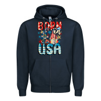 Navy Born in USA gnomes 4th of July Zipper Hoodie - CowGirlArtShop