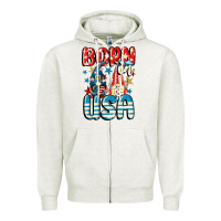 Oatmeal Heather Born in USA gnomes 4th of July Zipper Hoodie - CowGirlArtShop