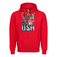Red Born in USA gnomes 4th of July Zipper Hoodie - CowGirlArtShop