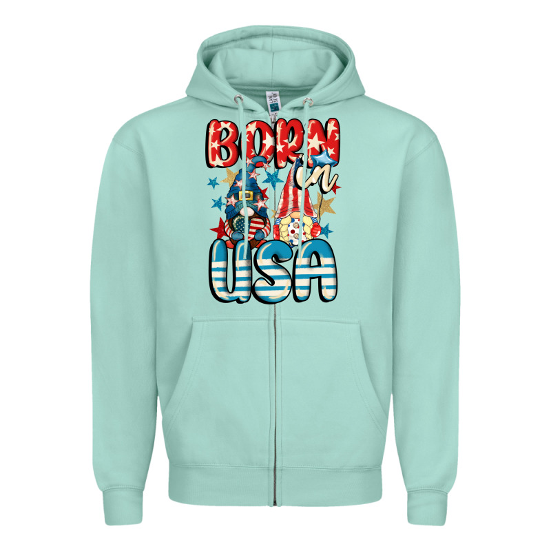 Born In Usa Gnomes 4th Of July Zipper Hoodie by CowGirlArtShop | Teevron