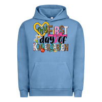 Pigment Pebble Blue my first day of kindergarten Urban Hoodie - NancyCooperArtShop