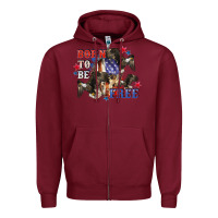 Burgundy Born to be free 4th of july Zipper Hoodie - CowGirlArtShop