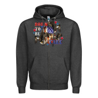 Charcoal Heather Born to be free 4th of july Zipper Hoodie - CowGirlArtShop