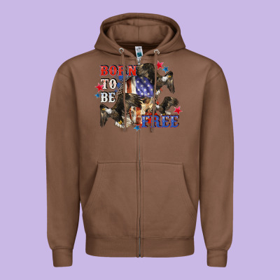 Born To Be Free 4th Of July Zipper Hoodie Designed By Cowgirlartshop