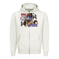 Oatmeal Heather Born to be free 4th of july Zipper Hoodie - CowGirlArtShop