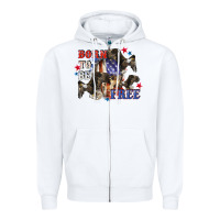 White Born to be free 4th of july Zipper Hoodie - CowGirlArtShop