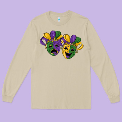 Mardi Gras Mask Long Sleeve Tee Designed By Ranaportraitstore