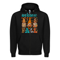 Black welcome fall gnome Zipper Hoodie - HRA Design Shop