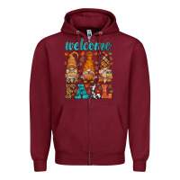 Burgundy welcome fall gnome Zipper Hoodie - HRA Design Shop