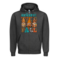 Charcoal Heather welcome fall gnome Zipper Hoodie - HRA Design Shop