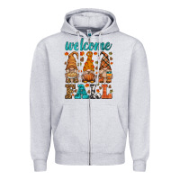 Heather Grey welcome fall gnome Zipper Hoodie - HRA Design Shop