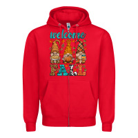 Red welcome fall gnome Zipper Hoodie - HRA Design Shop