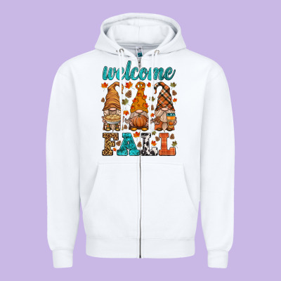 Welcome Fall Gnome Zipper Hoodie Designed By Hra Design Shop