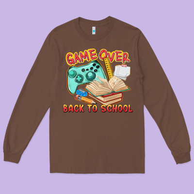 Game Over Back To School Long Sleeve Tee Designed By Texasbilliewilder
