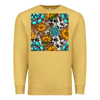 Antique Gold western gemstone and sunflower seamless pattern Premium Sweatshirt - BundleAndBundleShop