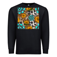 Black western gemstone and sunflower seamless pattern Premium Sweatshirt - BundleAndBundleShop