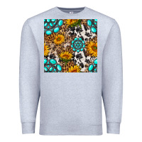 Heather Grey western gemstone and sunflower seamless pattern Premium Sweatshirt - BundleAndBundleShop