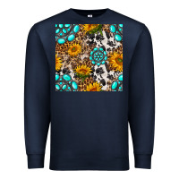 Navy western gemstone and sunflower seamless pattern Premium Sweatshirt - BundleAndBundleShop