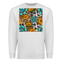 Oatmeal Heather western gemstone and sunflower seamless pattern Premium Sweatshirt - BundleAndBundleShop