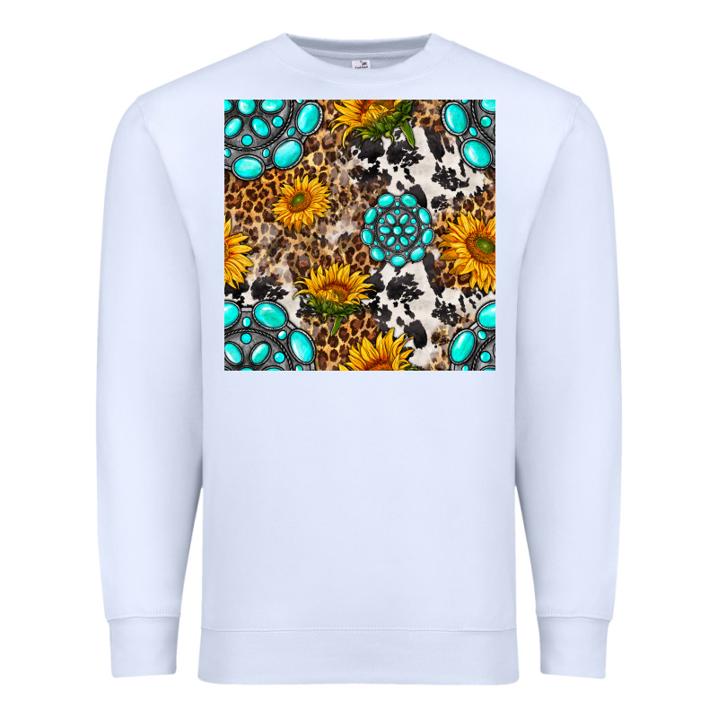 Western Gemstone And Sunflower Seamless Pattern Premium Sweatshirt by BundleAndBundleShop | Teevron