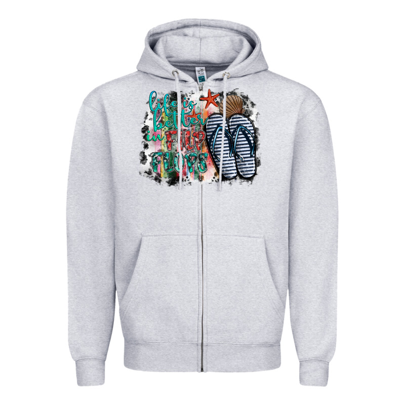 Life Is Better In Fılp Flops Zipper Hoodie by SublimationCraftShop | Teevron