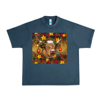 Midnight Navy Christmas cow Urban Heavy Tee - RanaPortraitStore